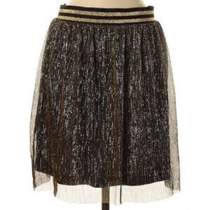 H&M DIVIDED GOLD & BLACK SHEER SKIRT ELASTIC WAIST